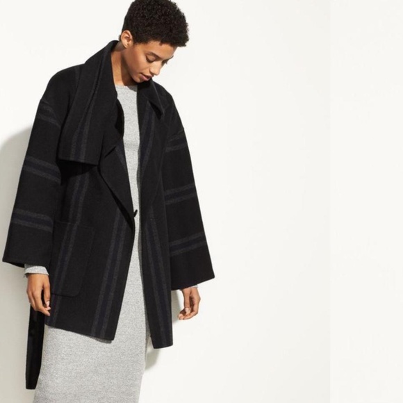 Vince Striped Wool Blend Blanket Coat Size XS - Picture 2 of 10